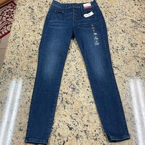 Express High Rise Button Front Ankle Legging Jeans